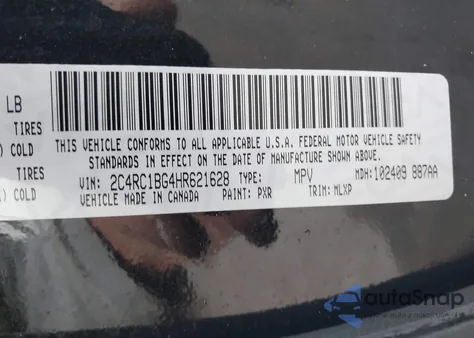 2017 Chrysler Pacifica Touring-L z USA, uszkodzony, nr VIN 2C4RC1BG4HR621628